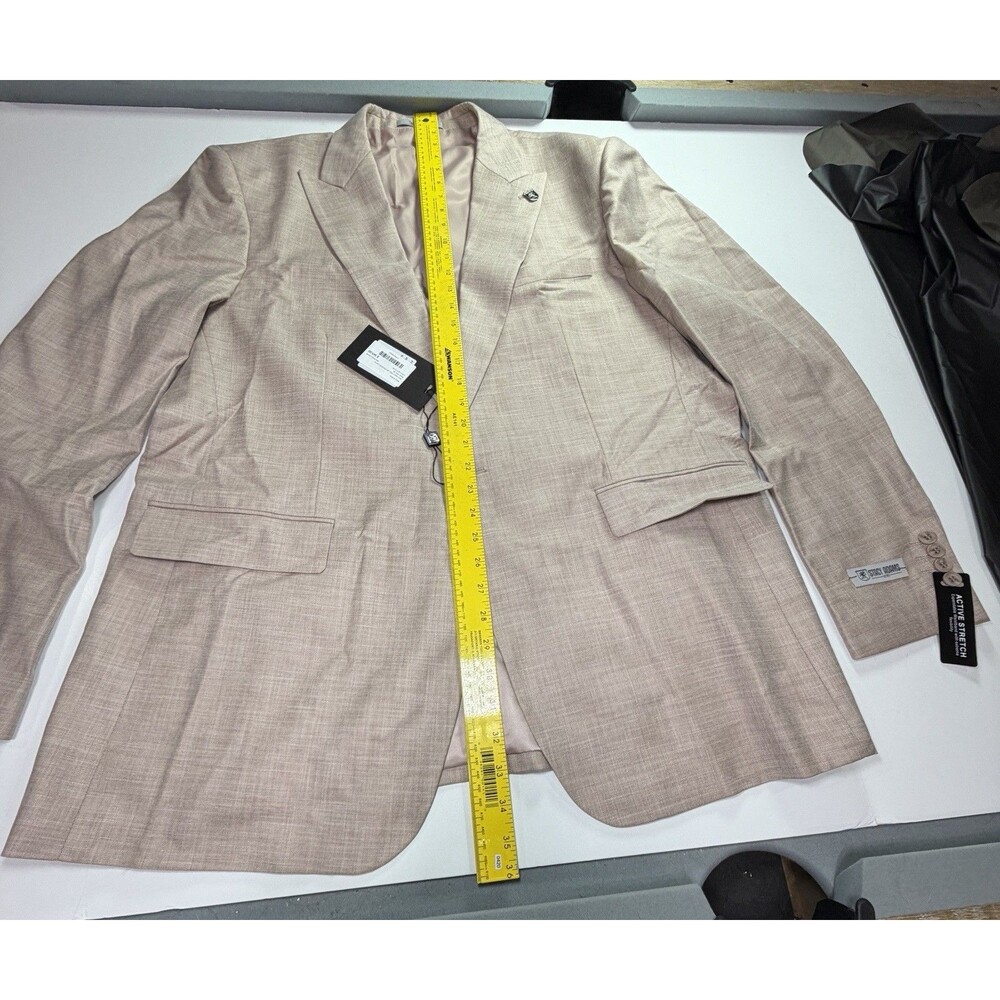 $349 NWT Stacy Adams Suit Jacket Blazer And Vest Size 48L Solid Light Carmel New - Picture 6 of 10